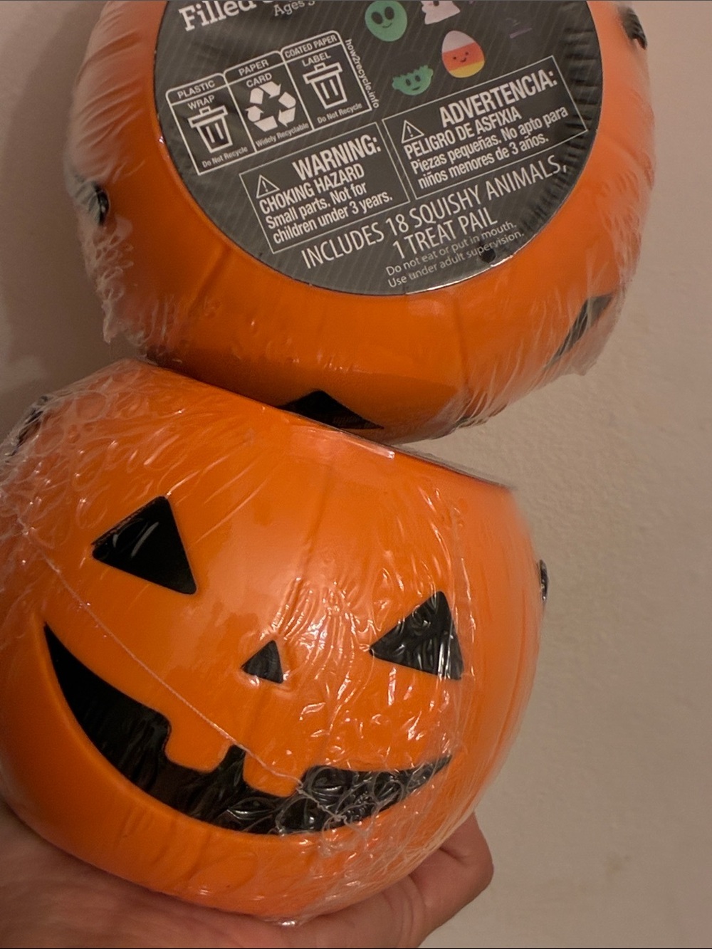 (2) Squishy pail jack o lantern